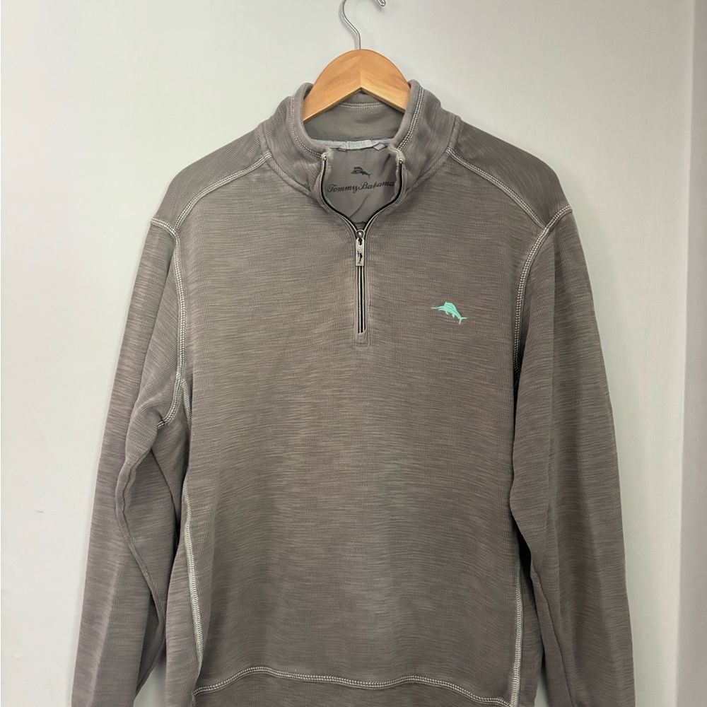 Tommy Bahama Taupe Zip-Up Sweater for Men